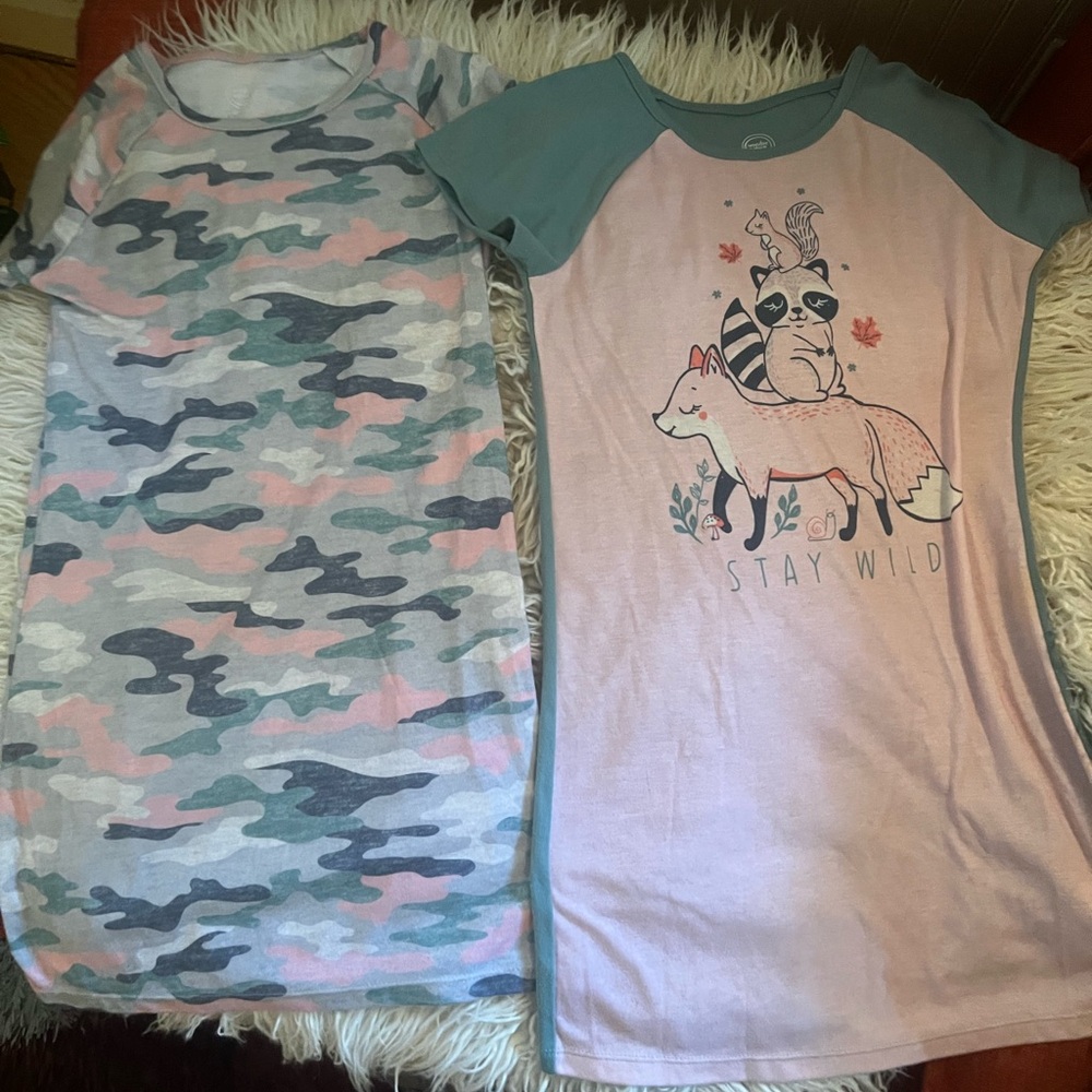 wonder nation Pink & Gray 'Stay Wild' Short-Sleeve Nightgown Set
